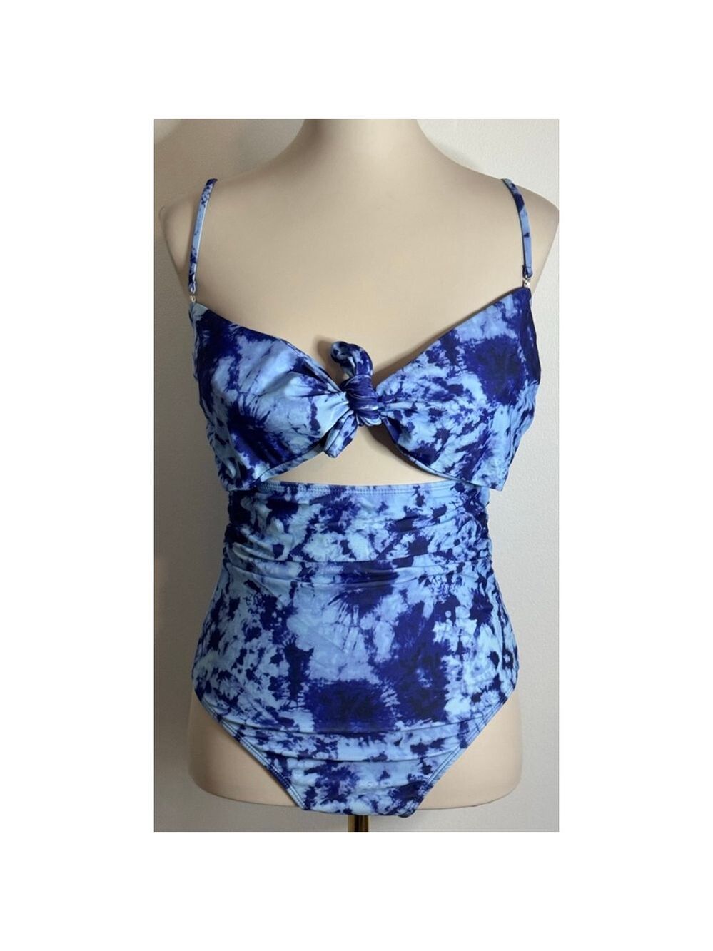 Women's Unbranded Blue Tie-Dye Cutout One Piece Swimsuit L